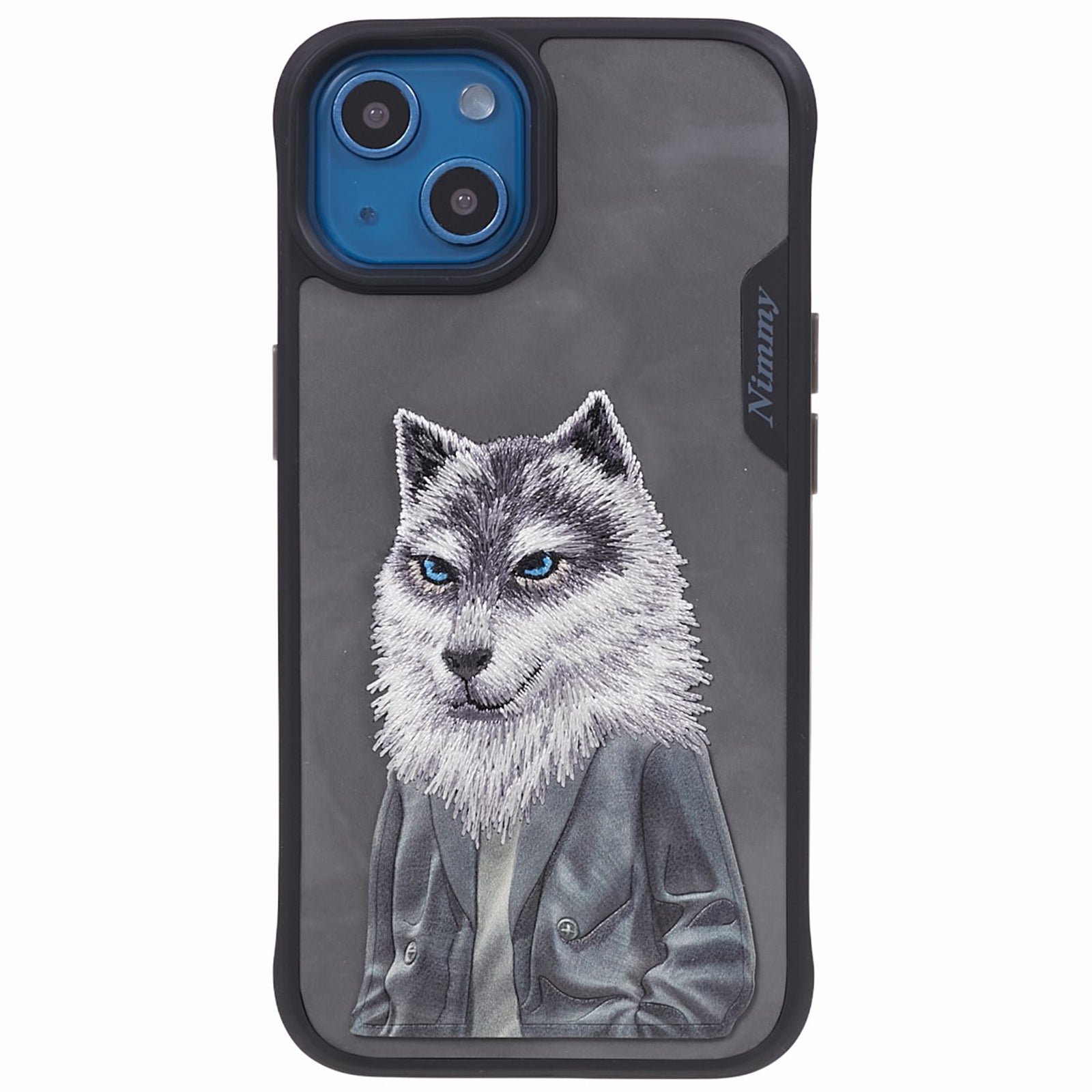 Ochranné tenké pouzdro NIMMY PC TPU PU pro iPhone 14 s vyšívaným roztomilým zvířecím vzorem proti pádu Ochranné tenké pouzdro NIMMY PC TPU PU pro iPhone 14 s vyšívaným roztomilým zvířecím vzorem proti pádu